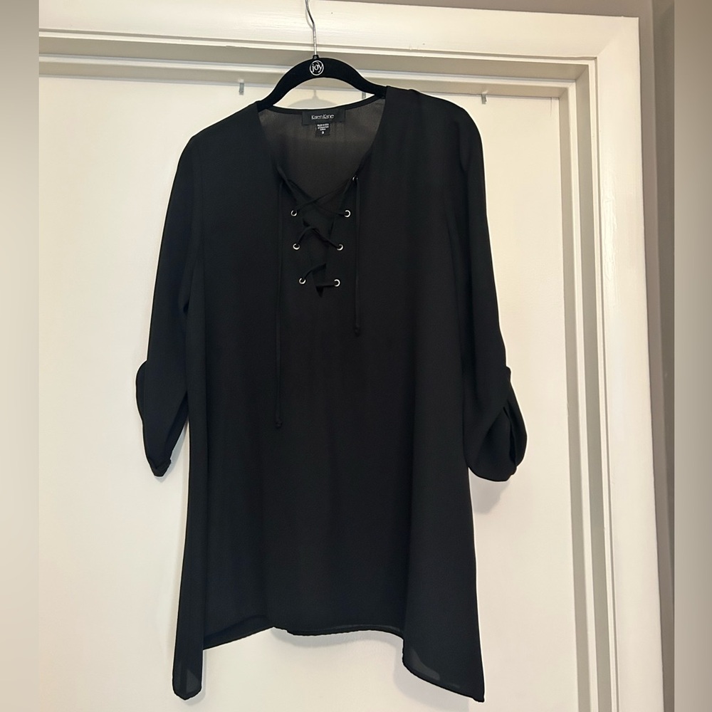 Karen Kane Black Lace-Up Tunic